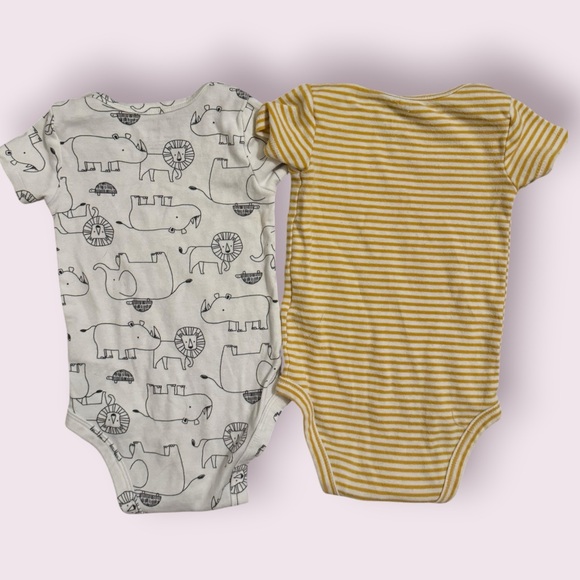 Baby Unisex Onesie Bundle - Animal Print Stipe Bodysuits, Size 3-6 Months - Picture 5 of 5